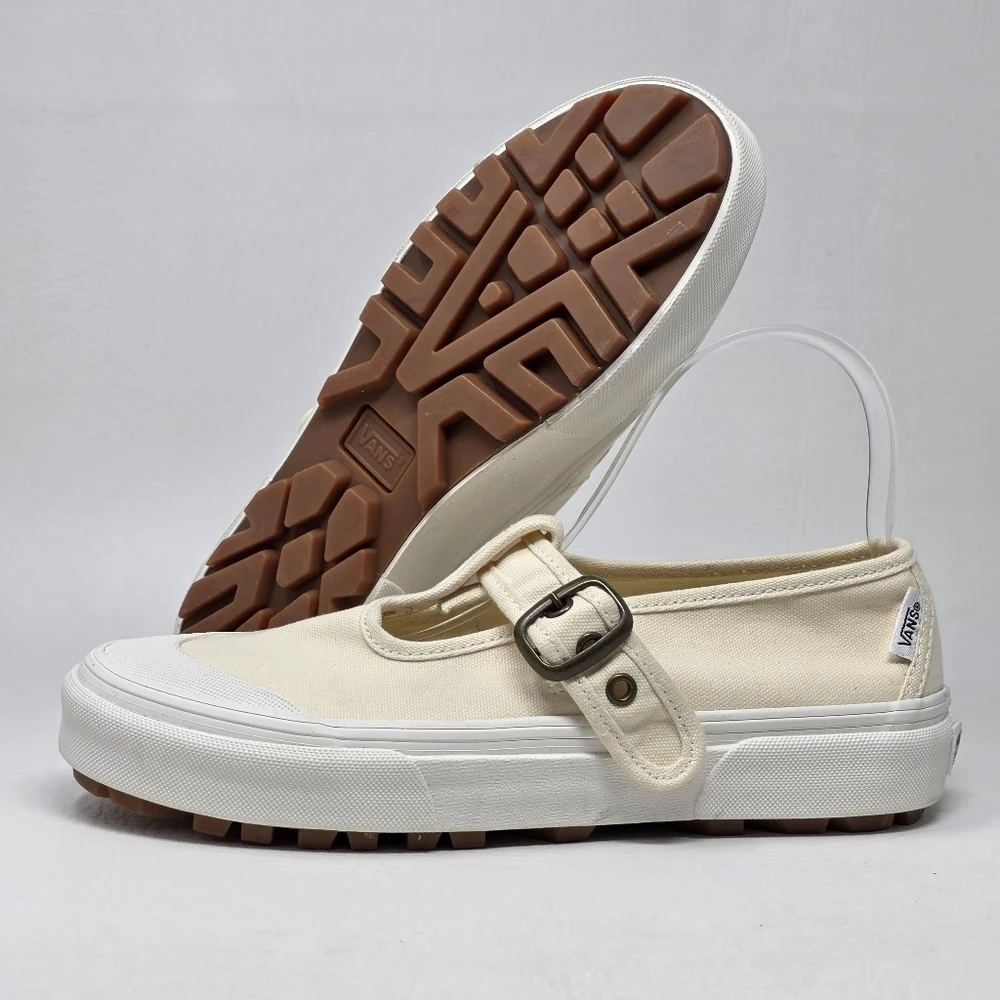 Vans Style 93 Mary Jane Women's Size 6 Beige Linen Canvas Buckle Shoes NEW